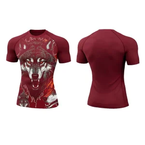 Factory OEM Service Men’s Training Style Compression Shirts Mesh Panels Heat Press Printing Compression Gym Shirt for Sports