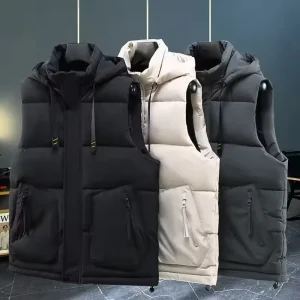 Factory Winter Warm Plus Size Sleeveless Thermal Vest Men Windproof Thick Zipper Closure Customizable Size & Color
