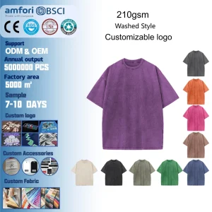 Factory’s Latest Spring 100% Cotton Solid Color Knit Oversized Vintage Washed T-Shirt Blank 210gsm T-Shirt