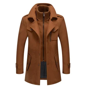 Fall Winter Collection Business Double-Collar Woolen Coat Fashionable Cold-Resistant Long Jackets for Men
