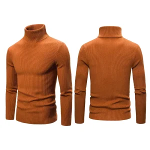 Fashion Autumn Men’s Slim Sweater Turtleneck Knitted With Long Sleeve Pullover Knitwear Top Casual Clothing Accept Custom