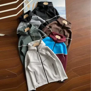 Fashion Custom Logo Pullover Zip up Air Layer Knit Cotton Sweatshirt Men Casual Quarter Zip Men’s Hoodies Sweatshirts