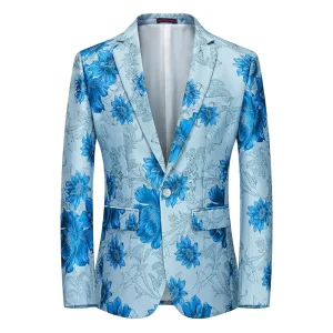 Fashion Floral 3D Printing Designer Single Button Man Suit Blazer Business Casual Men’s Suit Jacket for Wedding