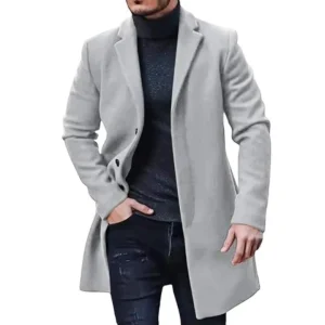 Fashion Men’s Blends Coat Casual Business Trench Coat Men’s Leisure Overcoat Male Coats Jackets