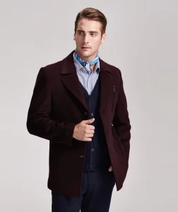 Fashion Men’s Wool Coat Black Red Tuxedo Corduroy Reversible Waterproof Breathable Plus Size Winter Windproof