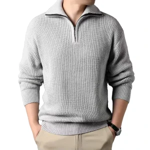 Fashion Streetwear Men’s Autumn Winter Knitwear Casual Slim Fit Long Sleeve Anti Wrinkle Lightweight Knit Top Sweater