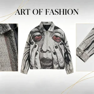 Fashion Style Heavyweight Eco Friendly Tapestry Jackets Men’s Zipper Woven Jacquard Zip up Coats Jacket for Men
