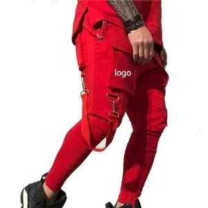 Fashionable China Autumn Mens Slim Fit Trousers Hip Hop Big Pockets Casual Sports Cargo Pants