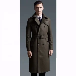Fashionable Turn-down Made to Measure Custom Tan Trench Coat Woolen Coat Long Men’s Wool Cashmere Overcoat