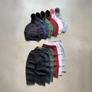 Fast Sampling Custom logo Tracksuit Manufacturer Plain Hoodie and Sweatpants Set Joggers Suit Oversized Heavyweight Sweatsuit