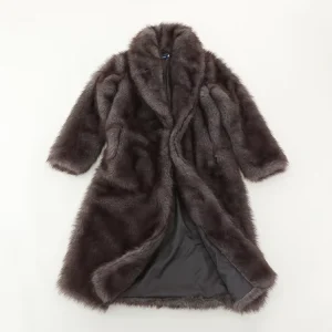 Faux Fur Long Coat Fur Collar Polyester Anti-Shrink Brown Faux Fur Men Coat for Winter