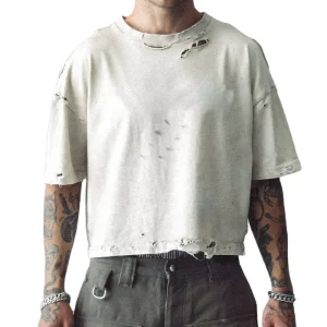 Finch Garment Heavyweight Streetwear Blank Vintage Washed Tee Mens Boxy Cropped Oversized Distressed Tshirt