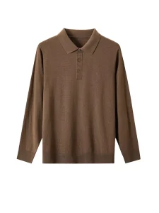Fine Wool Sweater Men’s Business Casual Polo Collar Knitwear Inner Layer Autumn Winter Thin Solid Color Sweater