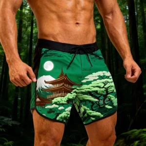 Fitness Beach Shorts Men Bodybuilding Gym Training Swimwear Quick Dry Workout Athletic Wear