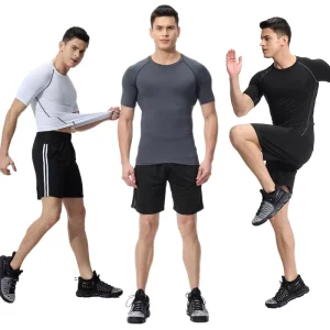 Fitness Wear Men’s High Elastic Breathable Quick Drying T shirt Outdoor Sweat Basketball Running Short Sleeve Sportswear
