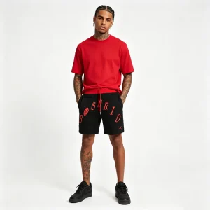 Five Star Embroidery Raw Denim Knee Patch Logger Custom Cargo Men’s Shorts Women’s Set