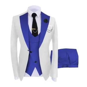 For Mens Three Piece Single Breasted Formal Business Suit Set Blazer Vest and Pants