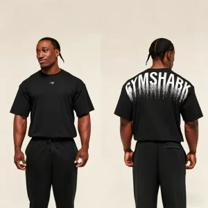 For Muscle Shark Fitness American Streetwear Letter Printed Breathable Heavyweight Mens T-Shirt Cotton Loose-Fit Short