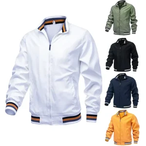 Formal Men’s Solid Colored Waterproof Windproof Sports Outerwear 100% Polyester Directly Sold by Manufacturers for Spring Autumn