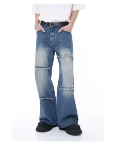 Frayed Edges Loose Straight Leg Mid-rise Men’s Jeans