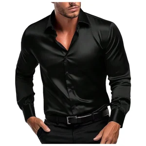 Free Wear Spring Autumn Shirts for Men Stylish Bright Color Smooth Formal Shirts