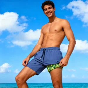 Full Custom Recycled Polyester 4 Way Stretch Fabric Chlorine Resistant Swim Shorts Surf Trunks Quick Dry Shorts Swimwear 2in1