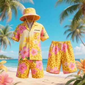 Full Customization Casual Short Sleeved Shirt Blouse Spring Shirts Men Button Shirt 2 Piece Suit Men Swimwear Fisherman Hat