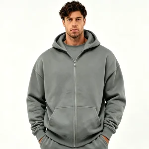Full Face Cotton Pullover Heavyweight Men’s Hoodie, Solid Color Zip Hoodie