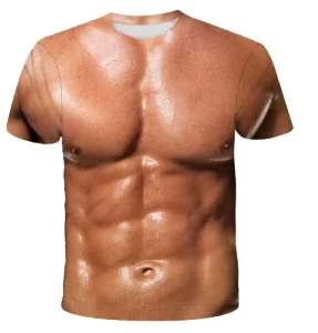 Funny Muscle Body 3D Printed T-shirt Mens Designer Clothes Streetwear Short Sleeve Top Tees Ugly Chest Hair T Shirt Clothing