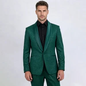 Glitter Men’s 2Piece Suit Set Shawl Lapel Regular Fit Party Blazer Ideal for Prom Wedding and Modern Professional Formal Events