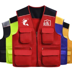 Good Quality Cotton Polyester Men’s Multi pockets Work Vest Customized Embroidered logo Matching Color Uniform Waistcoat