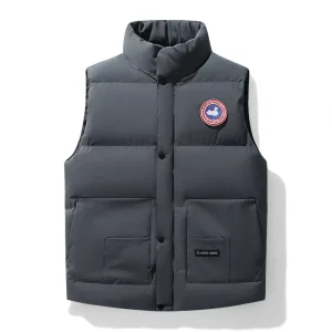 Goose 1.1 Quality Outerwear Men’s Work Vest Winter Sleeveless Thickened Windproof Filled Lightweight Casual Pattern