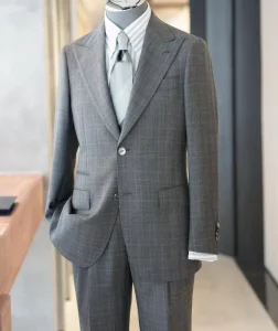 Grey Men’s Slim Fit Plus Size Breathable Blazer Half Lining Plaid Summer Suit