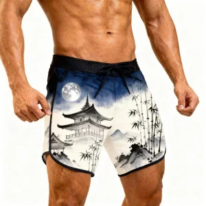 Gym Workout Shorts Mens Fitness Training Beach Shorts Bodybuilding Athletic Swimwear Quick Dry