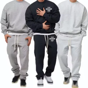HG1424 High Quality Men’s Sports Tracksuit Solid Pattern Cotton Sweat Pants and Hoodie for Autumn Jogging Soft Fabric
