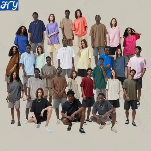 HY New 230G Double Yarn Pure Cotton Short Sleeve Men’s T Shirt in Solid Color FOG Men’s Loose Fit T Shirt