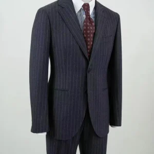 Handmade Chinese Men’s Wedding Slim Fit Tuxedo Suit Business Blazer Button Fly Pant V Neck Customizable Fabric
