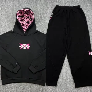 Heavy Embroidered Men’s Pullover Hoodie Pants Set Keep Warm Cotton Sweatshirt Winter Hoodies for Men