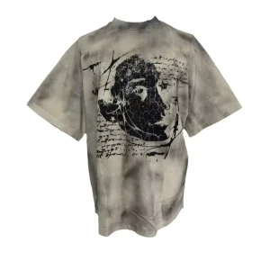 Heavyweight 100% Cotton Woven Short-Sleeved Print American Retro Street Vintage Trend Eco-Friendly Men’s Women’s T-Shirt