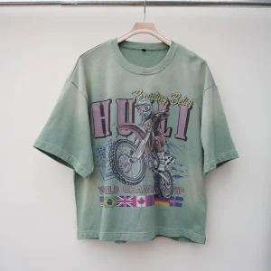 Heavyweight Cotton French Terry Tshirts Custom Vintage Washed Oversized Fit Men Screen Printing Sunfaded Graphic T Shirt