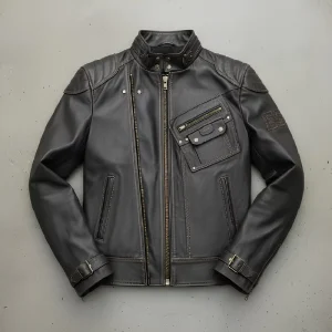 Heavyweight Custom 100% Full Grain Leather Jacket Men’s Vintage Distressed Coat OEM ODM Factory Full Customization Bulk Orders
