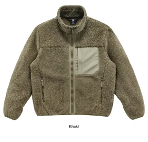 Heavyweight Men’s Sherpa Jacket Windproof Warm Custom LOGO Full Zip Collar Jacket Outdoor Winter Coat Satin Patch Pocket Fleece