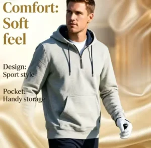 Heavyweight Polyester Fleece Heather Grey Loose Fit Casual Streetwear Men Quarter Zip Hoodie Pullover