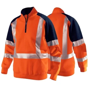 Hi Vis Jacket High Visibility Reflective Polyester Fleece Sweatshirt Man Hoodie with Zip for Work Safety Clothing