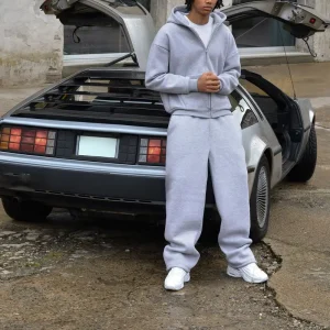 HiP HopCustom Jogger Set Clothing Manufacturer Blank Zip up Hoodie and Sweatpants Set Baggy Loose Casual SweatSuit for Men