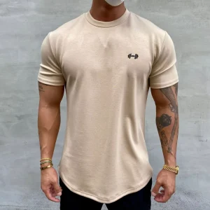 High Elastic Cotton Training Loose Fit Muscle Men’s Fitness Sports T-shirt Gym T-shirt Screen Printing Relaxed Fit T Shirt