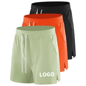 High Elastic Mid 7 Inch Men’s Training Shorts Custom Embroidery Quick Dry Anti-Wrinkle Breathable Polyester Pockets Gym Wear