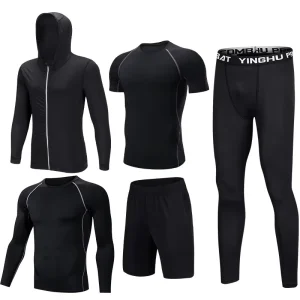 High Elastic Quick-Dry Sportswear Men’s Fitness Wear 3 Pcs 5 Pcs Slim Fit Training Tracksuit