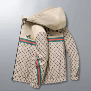 High End Men’s Autumn Casual Jacket Custom Logo Windproof Fashion Hooded Kaki Men Jacket