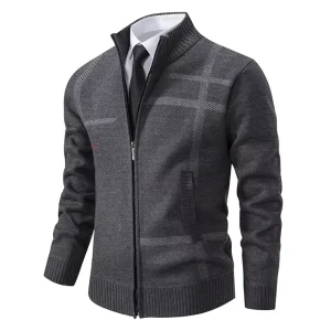 High Neck Knitwear Men’s Knitted Cardigan Coat Casual Autumn and Winter Thick Men’s Sweater